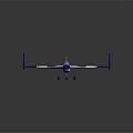 Blue And White Model Airplane With Red Stripes Transparent Cockpit And Wing Design