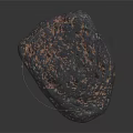 Natural Irregular Stone With Dark Surface And Copper Spots On Reflective Background