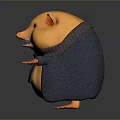 Cute Orange Cartoon Hamster Toy Standing With Gray Scarf Cloak And Smiling Expression