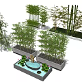 Bamboo Landscape Design Featuring Various Species And Water Garden Elements 3d model
