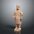 Ancient Terracotta Warrior Sculpture With Detailed Armor And Traditional Carving Craftsmanship