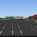Scenic Mountainous Area Highway Interchange Bridge With Service Area Green Belts And Road Network