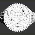Elegant Silver Ring With Intricate Filigree Design And Diamond Accents Shiny Polished Surface