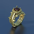 Exquisite Gemstone Rings with Gold Silver Settings Blue Green Red Stones and Ornate Design