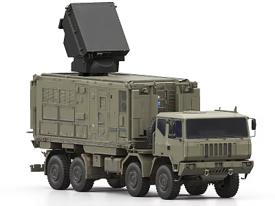 Military Heavy Duty Truck Mounted Weapon System With Radar Equipment 3d model
