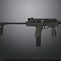 Modern Tactical Gun With Olive Green Body Grip Barrel And Magazine