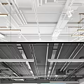 Industrial Style Ceiling Design With Exposed Pipes Metal Frames And Lighting Fixtures