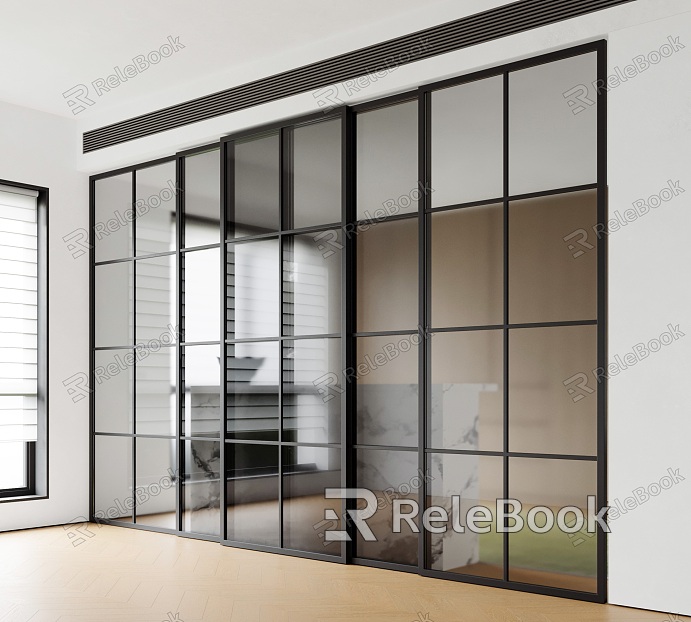 Modern kitchen sliding door glass door sliding door invisible folding door linkage sliding door model