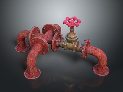 Pipe water pipe valve iron pipe fitting flange tee joint pipe water pipe valve 3d model