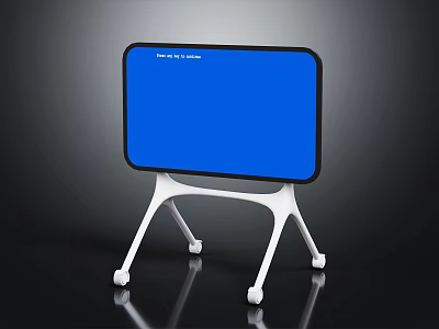 Modern TV With Blue Screen And White Wheeled Stand Design 3d model