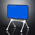 Modern TV With Blue Screen And White Wheeled Stand Design