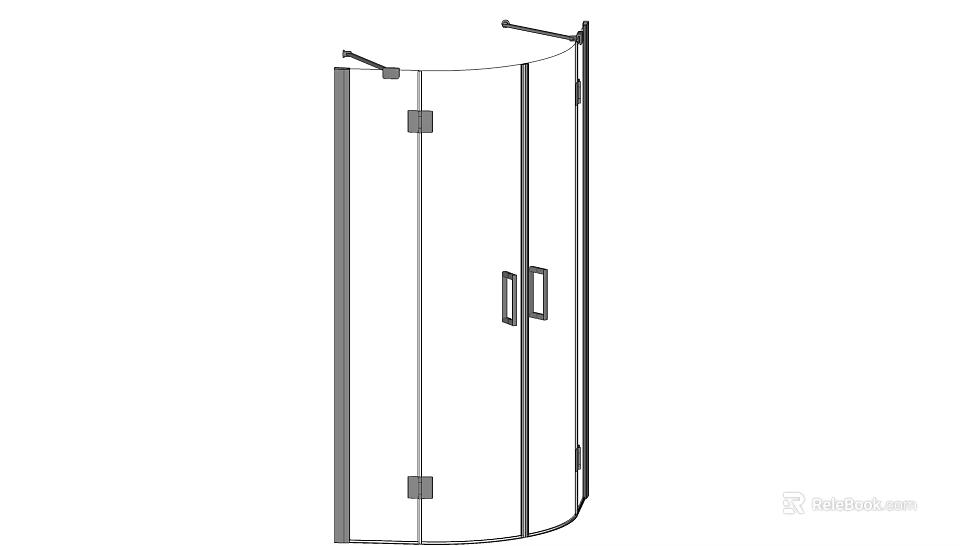 Modern Shower Sauna Design With Curved Glass Enclosure And Metal Frame 3d model 