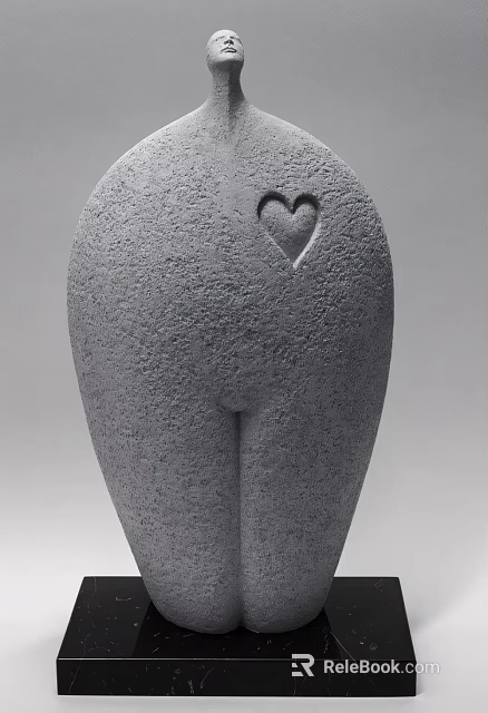 Modern Gray Decorative Sculpture with Heart Shaped Design for Home Decor 3d model 