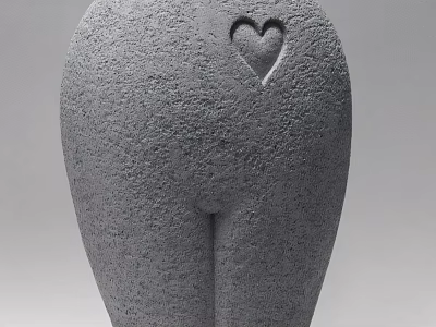 Modern Gray Decorative Sculpture with Heart Shaped Design for Home Decor 3d model