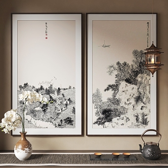 New Chinese Hanging Paintings Chinese Hanging Paintings 3d model