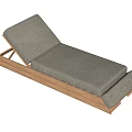 Modern Outdoor Lounge Chair With Wooden Frame Gray Cushion And Adjustable Backrest