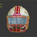 Riddell Football Helmet With White Shell Red Stripes And Red Facemask