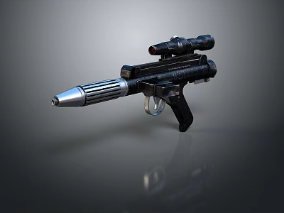 Modern Tactical Weapon With Rifled Barrel And Mounted Scope 3d model