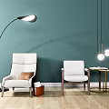 Modern Single Sofa Simple Solid Wood Single Sofa Floor Lamp 3d model