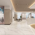 Modern Reception Area Interior With Marble Floor And Display Window 3d model
