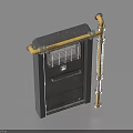 Vintage Style Decorative Storage Box With Black Body Golden Pipes And Grid Design