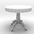 Elegant Round Table With Golden Carved Border And White Ornate Base 3d model