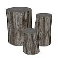 Natural Wooden Tree Stump Side Tables Different Sizes Rustic Home Decor 3d model