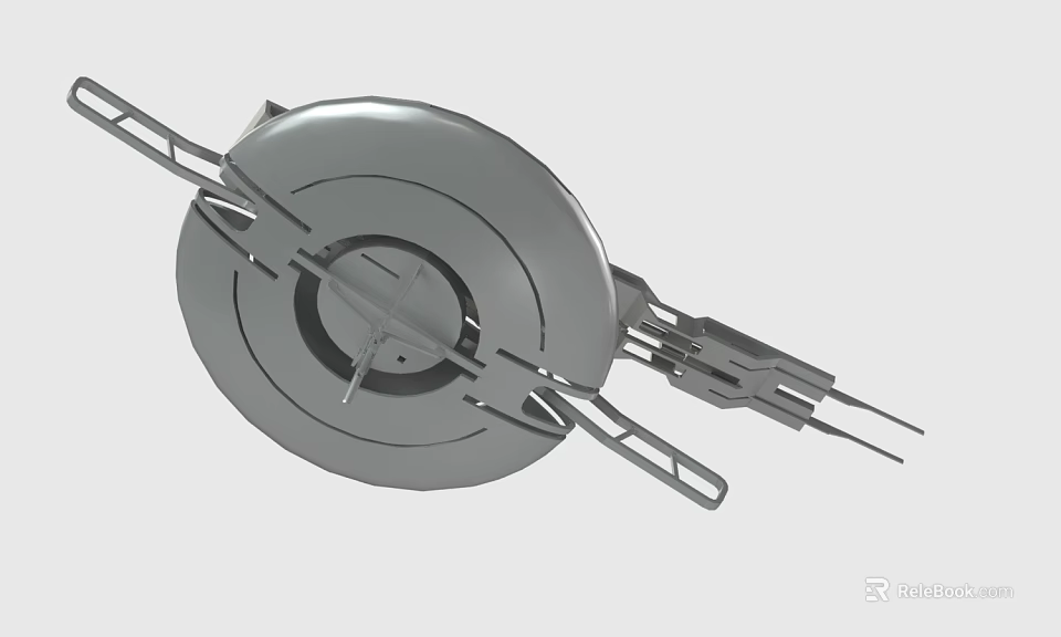 Metallic Industrial Device With Circular Body And Mechanical Components 3d model 