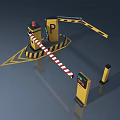 Parking Swing Door System With Yellow Barrier Control Device And P Sign 3d model