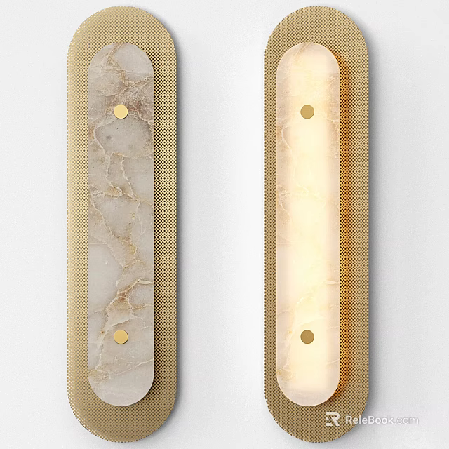 Modern Wall Lamp With Marble Texture Gold Frame And Soft Lighting Design 3d model