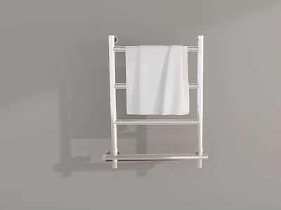 Modern Bathroom Accessories Stainless Steel Towel Rack With White Towel 3d model