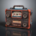 Retro Style Computer Speaker With Handle Gauge Knobs And Black Orange Design