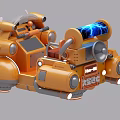 Cartoon Style Orange Amusement Play Equipment Featuring Mechanical Design Seat And Blue Components