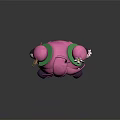 Cute Cartoon Character with Pink Hair Green Leaf Accents White Flower and Purple Pants Design