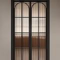 Modern Double Doors With Black Frame And Vertical Slats For Interior Design 3d model