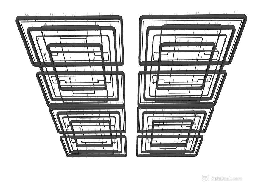 Modern Ceiling Design With Symmetric Rectangular Frames And Layered Structure 3d model 