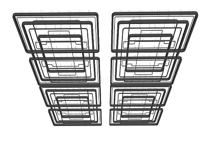 Modern Ceiling Design With Symmetric Rectangular Frames And Layered Structure 3d model