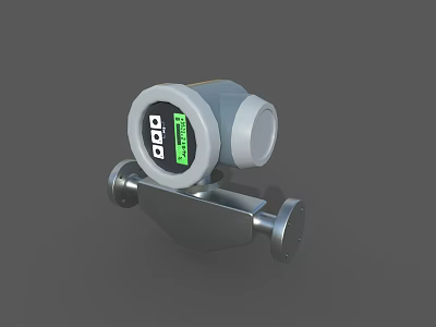 Industrial Flow Measurement Equipment With Digital Display And Metal Connection Ports 3d model