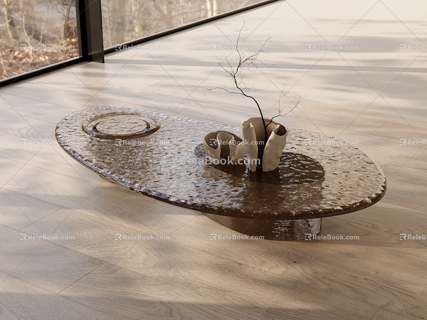 Modern glass coffee table model