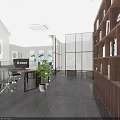 Modern Public Office Space With Long Desks Ergonomic Chairs Green Plants Bookshelves And Artwork