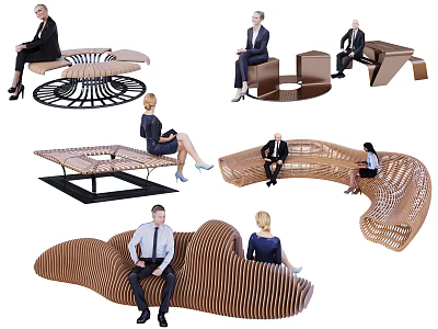 Modern Outdoor Chairs With Unique Curved Wavy And Circular Shapes For Comfortable Seating Design 3d model