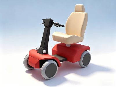 Electric Toy Car with Red Body Beige Seat for Kids Simple Design 3d model