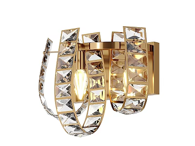 Elegant Gold Wall Sconce With Geometric Crystal Cuts And Illuminated Decorative Design 3d model