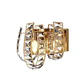 Elegant Gold Wall Sconce With Geometric Crystal Cuts And Illuminated Decorative Design