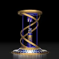 Modern Decorative Column With Golden Spiral Blue Elements And Illuminated Base 3d model