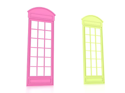 Pink And Green Decorative Window Models With Arched Design And Multiple Panes 3d model