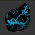 Modern Decorative Ornament Set With Glowing Blue Veins And Black Cracked Stone Texture