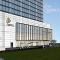 Modern Office Building InterContinental Hotel Residences With Glass Curtain Wall And Green Lawn