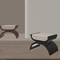 Modern Wooden Stools With Curved Legs And White Padded Seats In Brown And Black