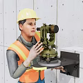 Theodolite person for engineering surveying instruments 3d model
